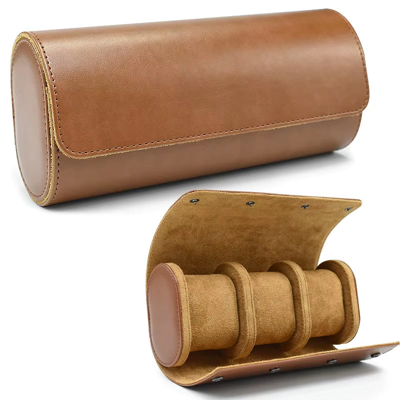Watch Roll Travel Case - 3 Watch Storage and Organizer-Secure Storage with Innovative Removable Pillows & Solid Watch Organizer